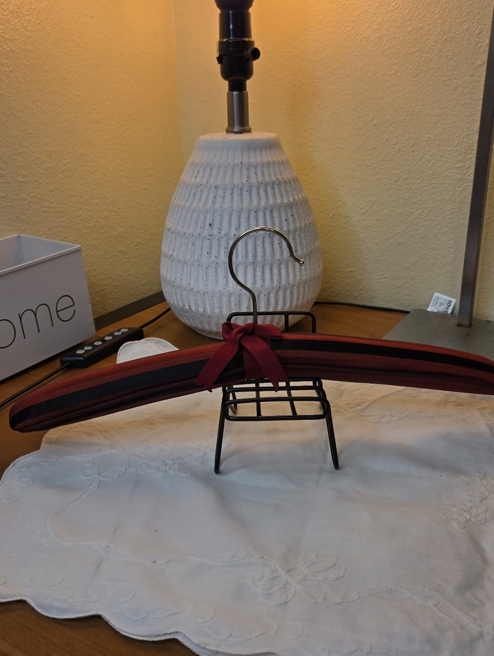 Velvet Padded Suit Hanger with Bow - Burgundy Vintage Cottagecore Feminine